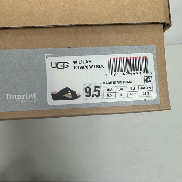 UGG Women's Black Lilah Wedge Sandals Size 9.5 - Picture 7 of 7